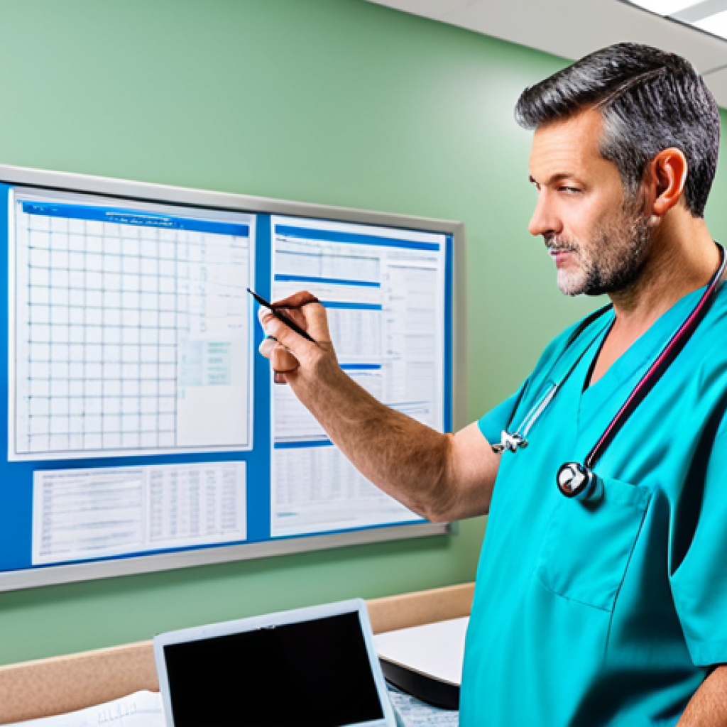 **
"A professional doctor in a bright, modern hospital office, fully clothed in scrubs, appropriate attire, reviewing patient charts, safe for work, perfect anatomy, natural proportions, professional medical photography, high quality, professional."
**