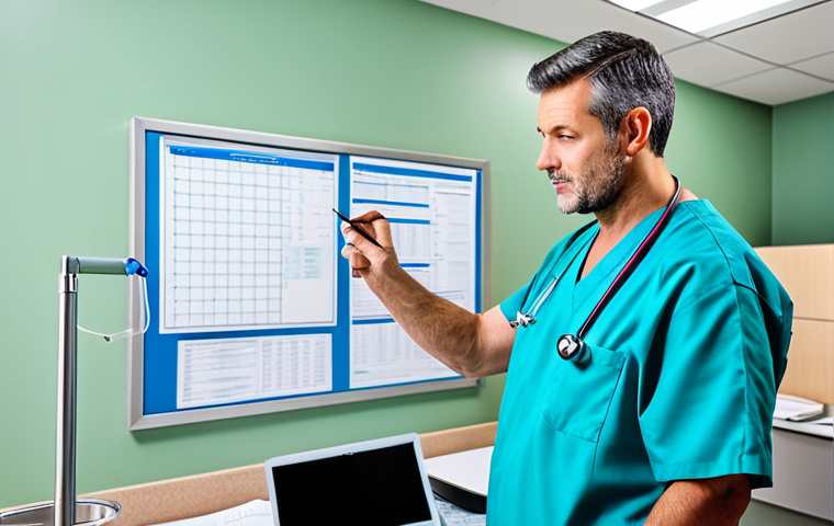**
"A professional doctor in a bright, modern hospital office, fully clothed in scrubs, appropriate attire, reviewing patient charts, safe for work, perfect anatomy, natural proportions, professional medical photography, high quality, professional."
**