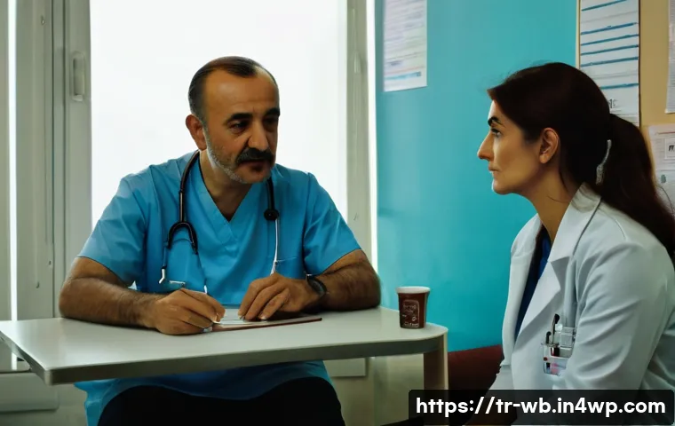 내러티브 의학의 다양한 실천 사례 - A warm and compassionate hospital consultation scene in Turkey, showing a diverse middle-aged Turkis...