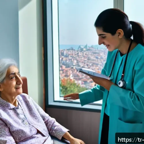 Home 15 내러티브 의학과 행동 과학 - A warm and inviting hospital scene in Istanbul, showing a compassionate Turkish doctor attentively l...