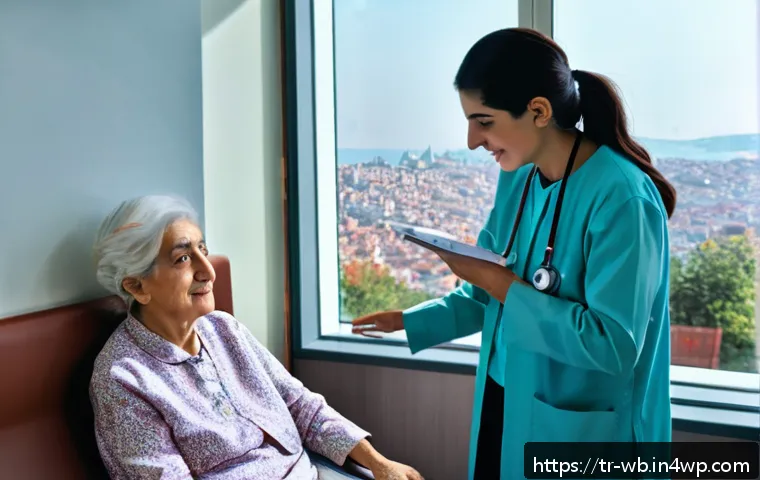 내러티브 의학과 행동 과학 - A warm and inviting hospital scene in Istanbul, showing a compassionate Turkish doctor attentively l...